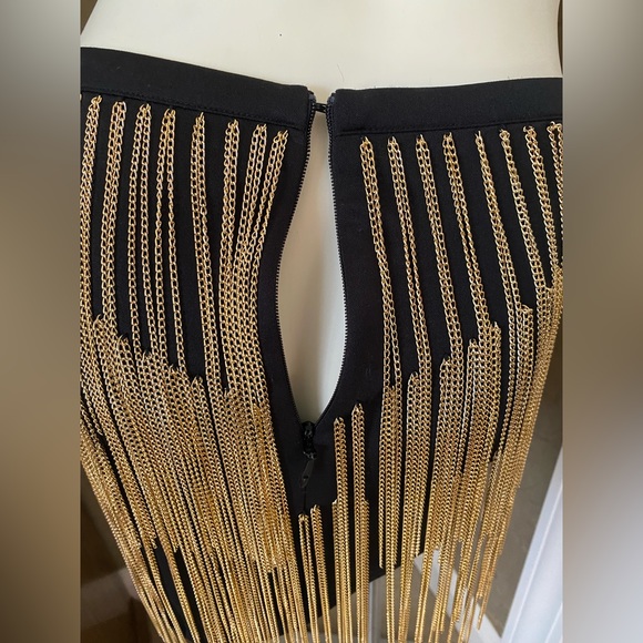 Gold Label WOW Couture Fringe Skirt Gold color heavy Chain Fringe Women’s M - Picture 7 of 9